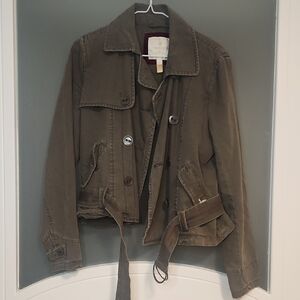 American Eagle Outfitters Olive Jacket with Burgundy Lining Label